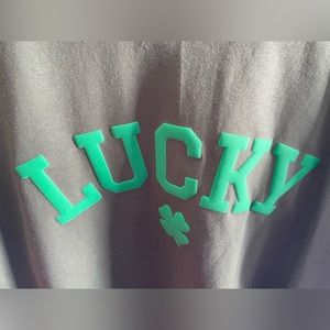 Graphic tee.  Women’s XL  puff letters. LUCKY with a shamrock